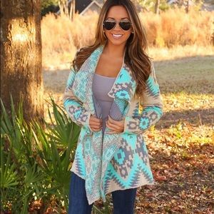 ShopHopes Neon Aqua Aztec Sweater